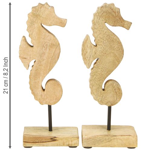 Prodotto Decorazione cavalluccio marino legno blu naturale marittimo H21cm 2pz
