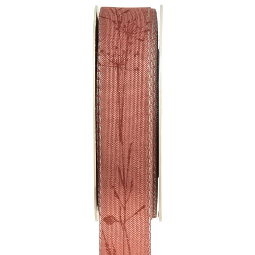 Floristik24 Nastro di seta autunnale con erbe nastro decorativo rosso 25mm 18m