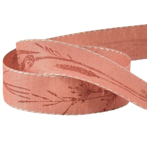 Prodotto Nastro di seta autunnale con erbe nastro decorativo rosso 25mm 18m