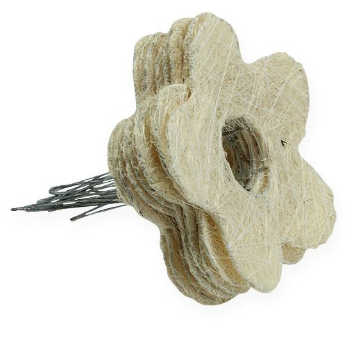 Floristik24 Bracciale fiore in sisal sbiancato Ø15cm 10 pz