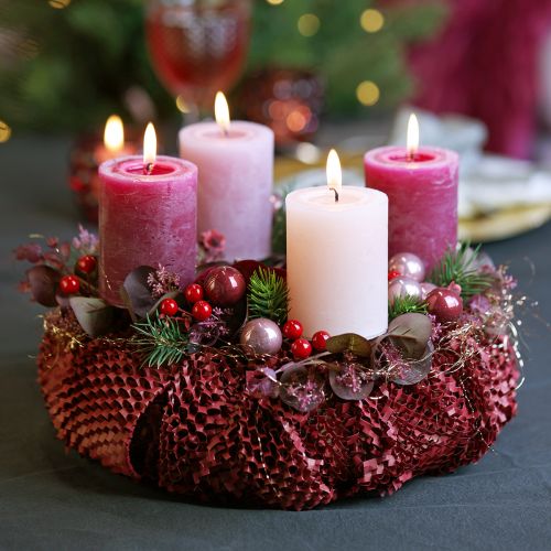 Mini palline di Natale filo di vetro rosa bordeaux Ø2cm 140pz