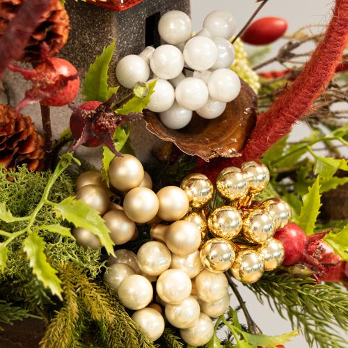 Prodotto Mini palline di Natale su filo oro, crema Ø1,5cm 140 pezzi
