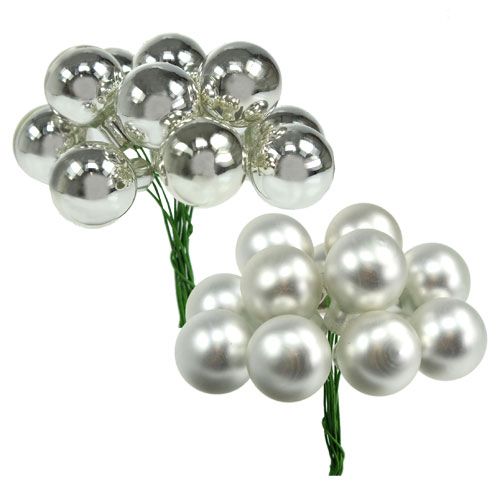 Floristik24 Specchio bacche argento mix 20mm 140p