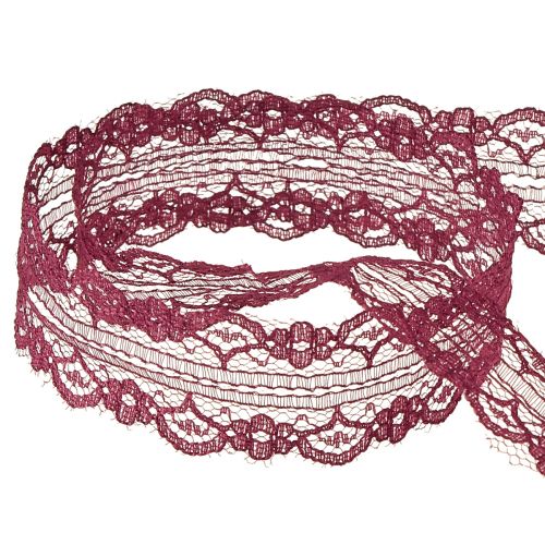 Prodotto Nastro in pizzo con fiori nastro decorativo Bordeaux L25mm L25m
