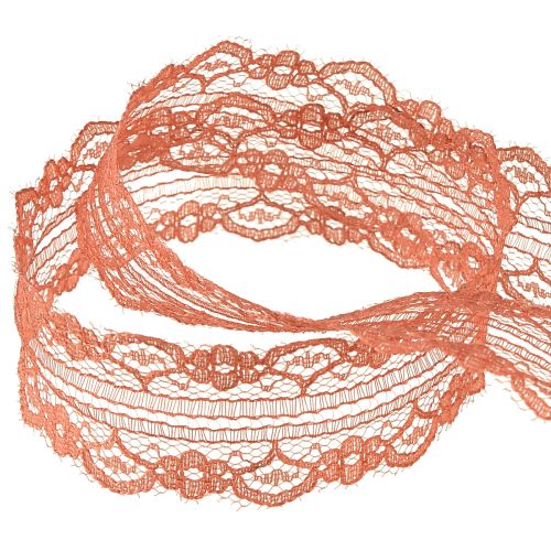 Prodotto Nastro decorativo in pizzo arancione con fiori L25mm L20m