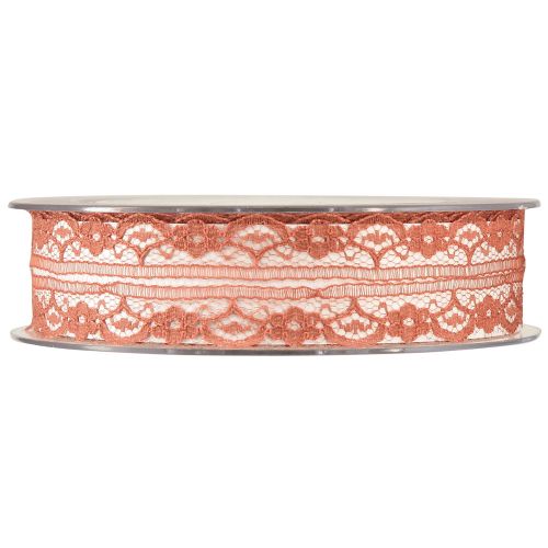 Prodotto Nastro decorativo in pizzo arancione con fiori L25mm L20m