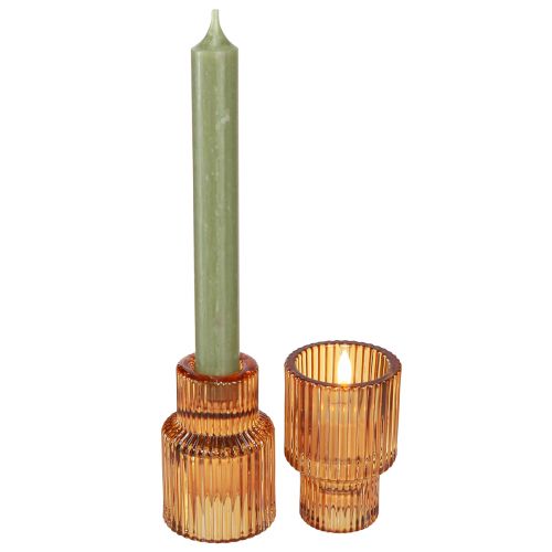 Prodotto Portacandele a bastone portacandele in vetro arancione H8cm 4 pz