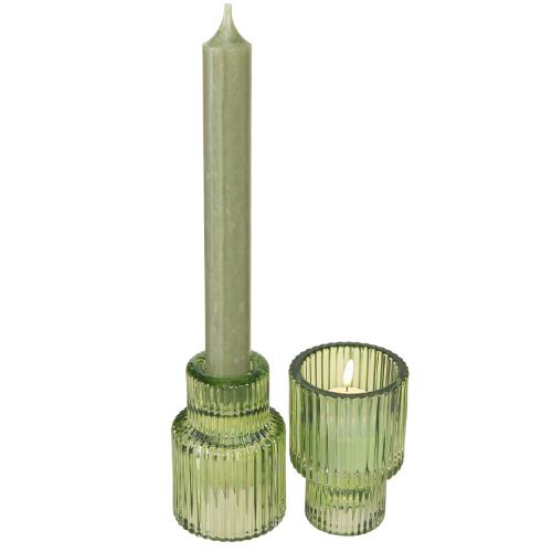 Prodotto Portacandele a bastone portacandele in vetro verde H8cm 4 pz