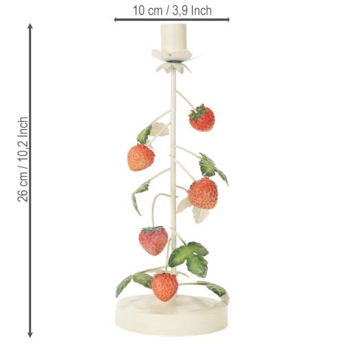 Prodotto Portacandele conico in metallo con decorazione a fragola, color crema, rotondo, H26cm