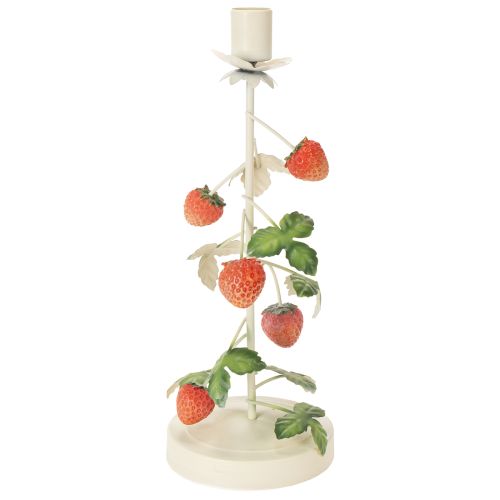 Prodotto Portacandele conico in metallo con decorazione a fragola, color crema, rotondo, H26cm