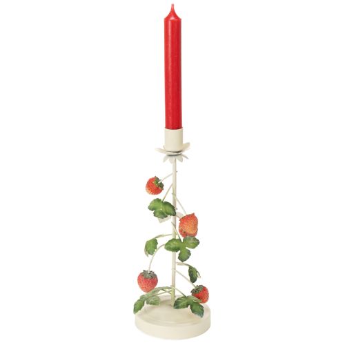 Prodotto Portacandele conico in metallo con decorazione a fragola, color crema, rotondo, H26cm