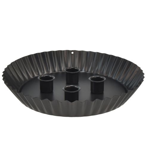 Prodotto Portacandele di design in metallo a forma di torta - nero, Ø 24 cm - elegante decorazione da tavolo per 4 candele - 2 pezzi