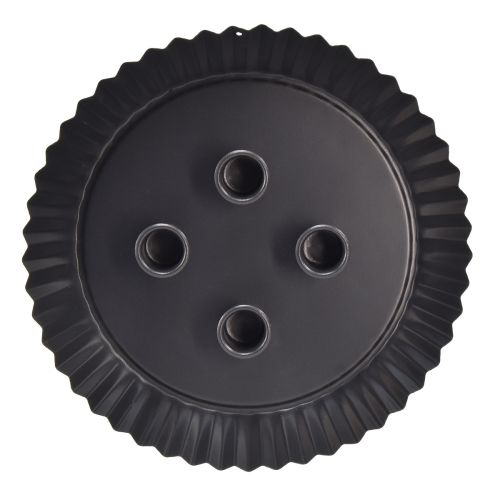 Prodotto Portacandele di design in metallo a forma di torta - nero, Ø 24 cm - elegante decorazione da tavolo per 4 candele - 2 pezzi