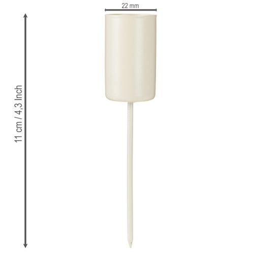 Floristik24 Portacandele in metallo su bastone, beige, H11cm, 4 pezzi