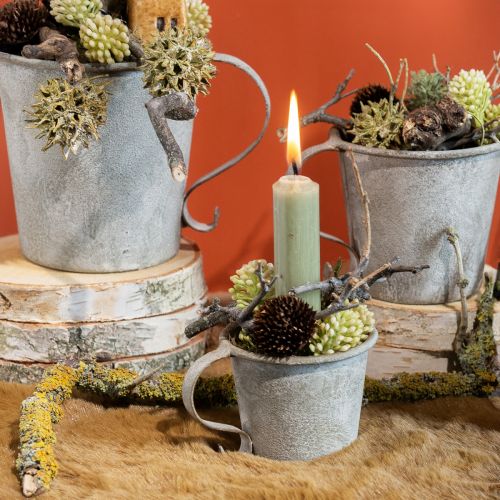 Prodotto Portacandele conico tazza vintage metallo grigio Ø7cm H6cm 2pz