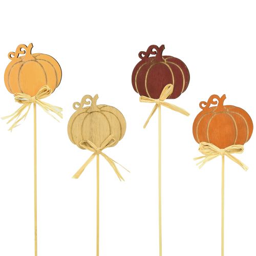 Tappi per fiori in legno decorazione zucca arancione naturale 6,5x7 cm 12 pz