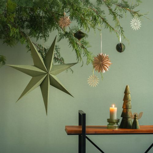 Floristik24 Decorazione a stella di Natale in carta juta verde 60x15cm