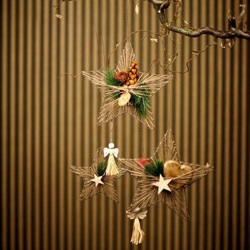 Prodotto Stella avvolta in iuta Decorazione natalizia rustica 20 cm 4 pezzi