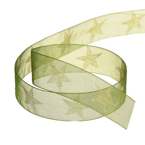 Prodotto Nastro stella nastro di organza oro verde Natale L25mm L18m