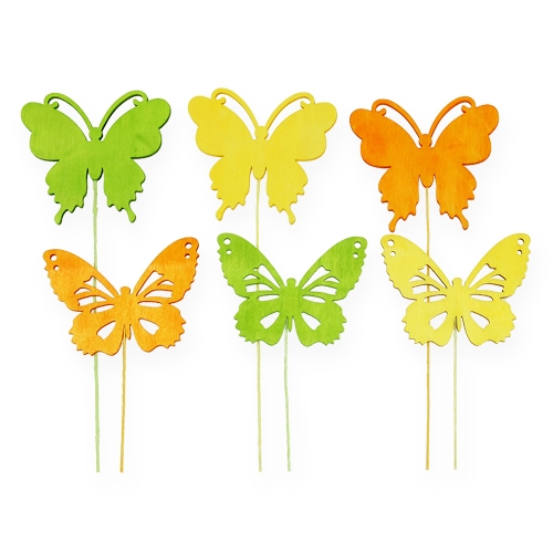 Floristik24 Farfalle decorative su filo 3 colori 8 cm 18 pezzi