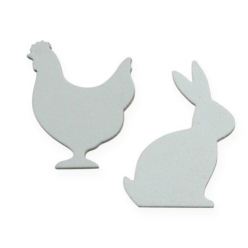 Floristik24 Decorazione cospargere Pollo pasquale, coniglio bianco 4cm 96p