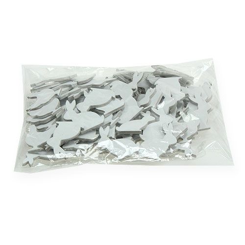 Floristik24 Decorazione cospargere Pollo pasquale, coniglio bianco 4cm 96p