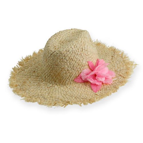 Floristik24 Cappello di paglia con fiore Ø40cm