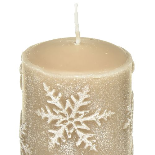 Prodotto Candele a colonna candele beige fiocchi di neve 150/65mm 4 pz