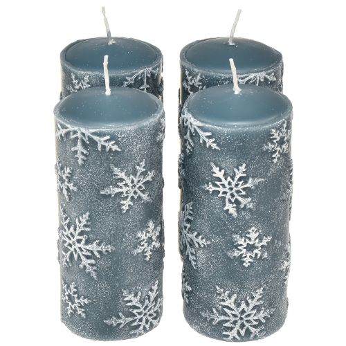 Candele a colonna candele blu fiocchi di neve 150/65mm 4 pz
