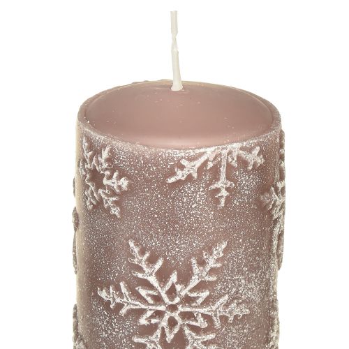 Prodotto Candele a colonna candele rosa fiocchi di neve 150/65mm 4 pz