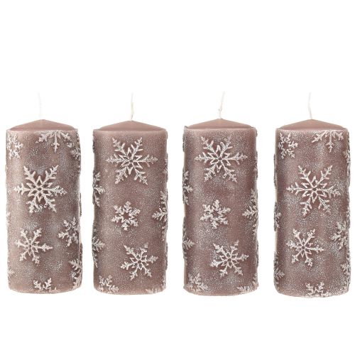 Prodotto Candele a colonna candele rosa fiocchi di neve 150/65mm 4 pz