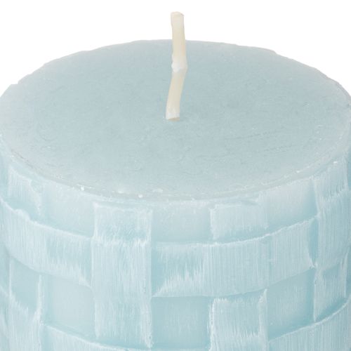 Prodotto Candele a colonna Rustic 80/65 candela blu chiaro decorazione candela 2 pezzi