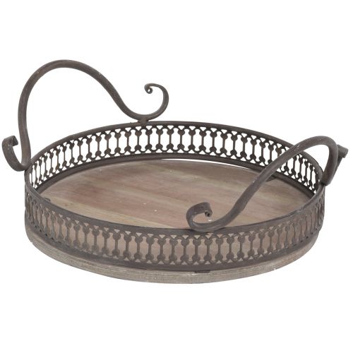 Prodotto Vassoio con manici vassoio rotondo marrone antico Ø26/33cm set da 2