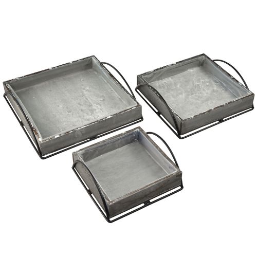 Floristik24 Set versatile di vassoi in legno grigio - Varie dimensioni - Soluzione elegante per riporre e servire - Set di 3