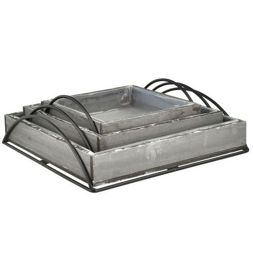 Prodotto Set versatile di vassoi in legno grigio - Varie dimensioni - Soluzione elegante per riporre e servire - Set di 3