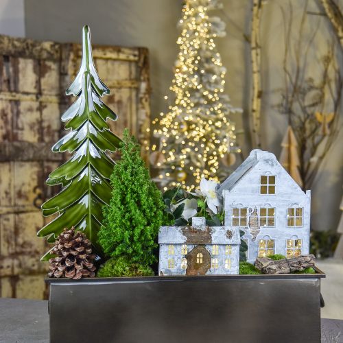 Floristik24 Decorazione albero di Natale in legno verde lucido 22,5x5x50cm