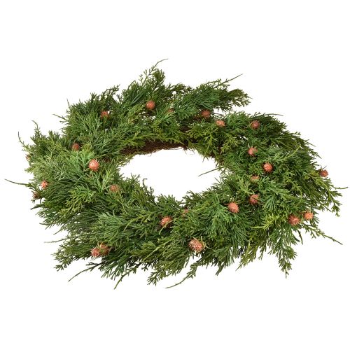 Floristik24 Ghirlanda di abete Thuja con corona di vite base boccioli Ø50cm