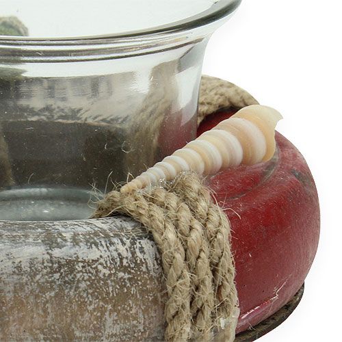 Floristik24 Porta tealight salvagente bianco, rosso Ø8,5cm