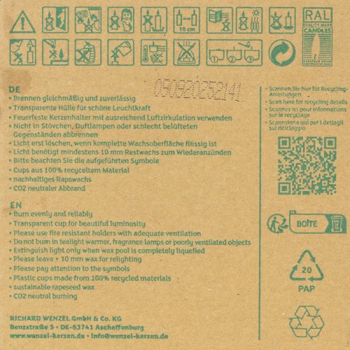 Prodotto Candele tealight Pure Nature Lights, durata di combustione 10 ore, candele in cera di colza, 8 pezzi