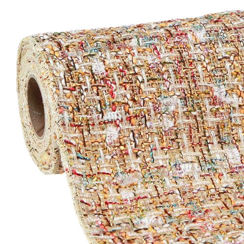 Floristik24 Runner da tavolo beige glitter colorato vintage retrò L19 cm L1,5 m