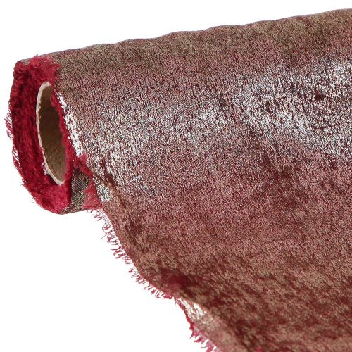 Floristik24 Nastro decorativo da tavolo Nastro decorativo con frange dorate bordeaux L28cm L2,5m