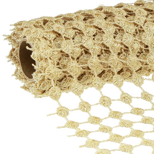 Prodotto Runner da tavolo griglia oro crema con glitter L19 cm L1,5 m