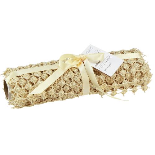 Prodotto Runner da tavolo griglia oro crema con glitter L19 cm L1,5 m