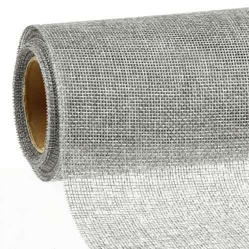 Prodotto Runner da tavolo grigio con iuta, tessuto decorativo 29×450 cm - Elegante runner da tavolo per la decorazione della tavola festiva