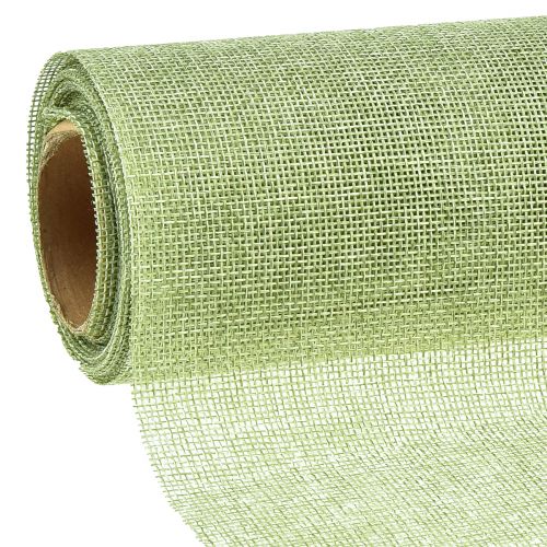 Prodotto Runner da tavolo verde verde chiaro con iuta, tessuto decorativo 29×450 cm - Elegante runner da tavolo per la tua decorazione festiva