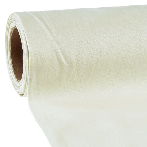Floristik24 Runner da tavolo in velluto runner da tavolo in tessuto decorativo color crema 28×270 cm