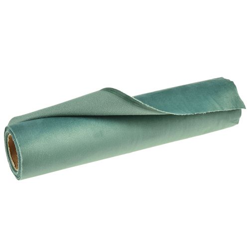 Prodotto Runner da tavolo in velluto verde turchese, tessuto decorativo 28×270 cm - Elegante runner da tavolo per la tua decorazione festiva