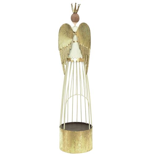 Prodotto Decorazione da tavolo figura di angelo in metallo con cuore in oro bianco H54 cm