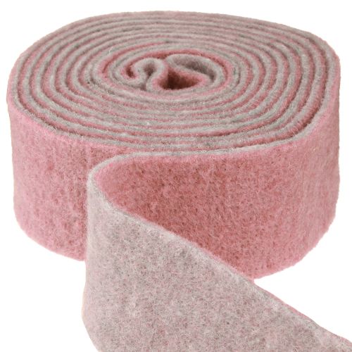 Nastro decorativo in feltro di lana rosa antico grigio 7,5 cm 5 m