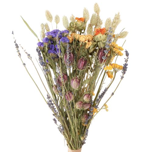 Prodotto Mazzo di fiori secchi viola arancio lavanda di mare granelli 55 cm